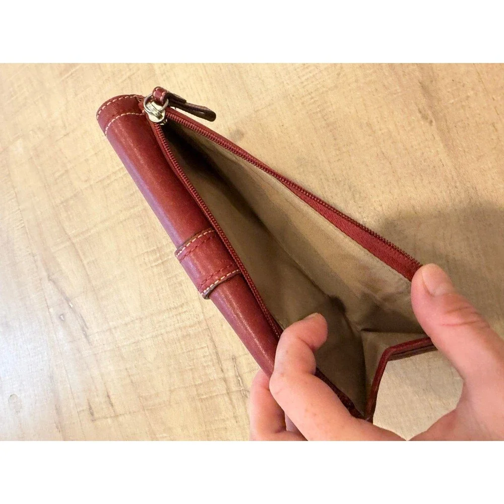 Coach Soho Legacy Burgundy Leather Checkbook Wallet Turnlock Organizer